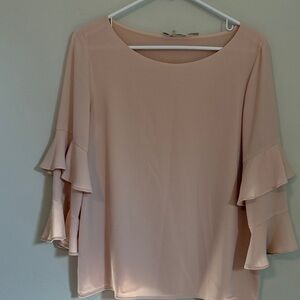 Calvin Klein Light Pink Ruffle Sleeve Blouse